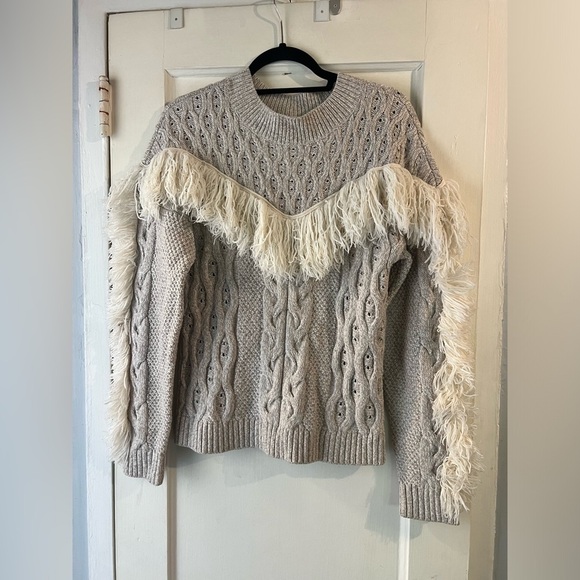 Amur Ulla Fringe Wool Cable Knit Sweater XL - Picture 6 of 14